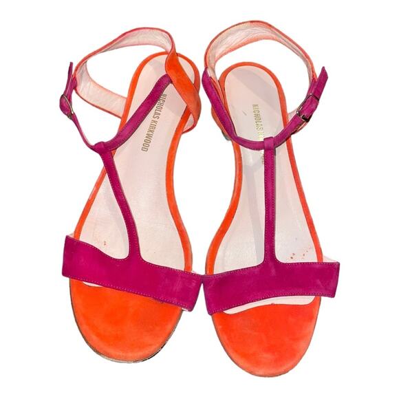 NICHOLAS KIRKWOOD FUCHSIA AND ORANGE SANDALS WITH PEARLS Size 36 - Picture 8 of 8